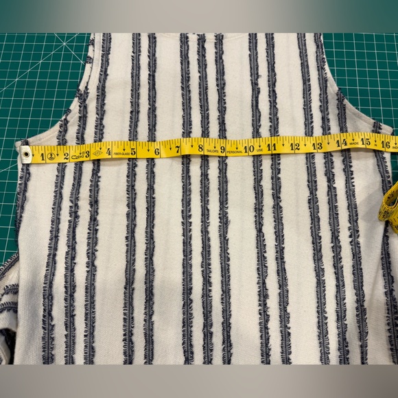 LOFT Textured Stripe Midi Dress Small Neutral Sleeveless Tie Waist - Picture 4 of 10